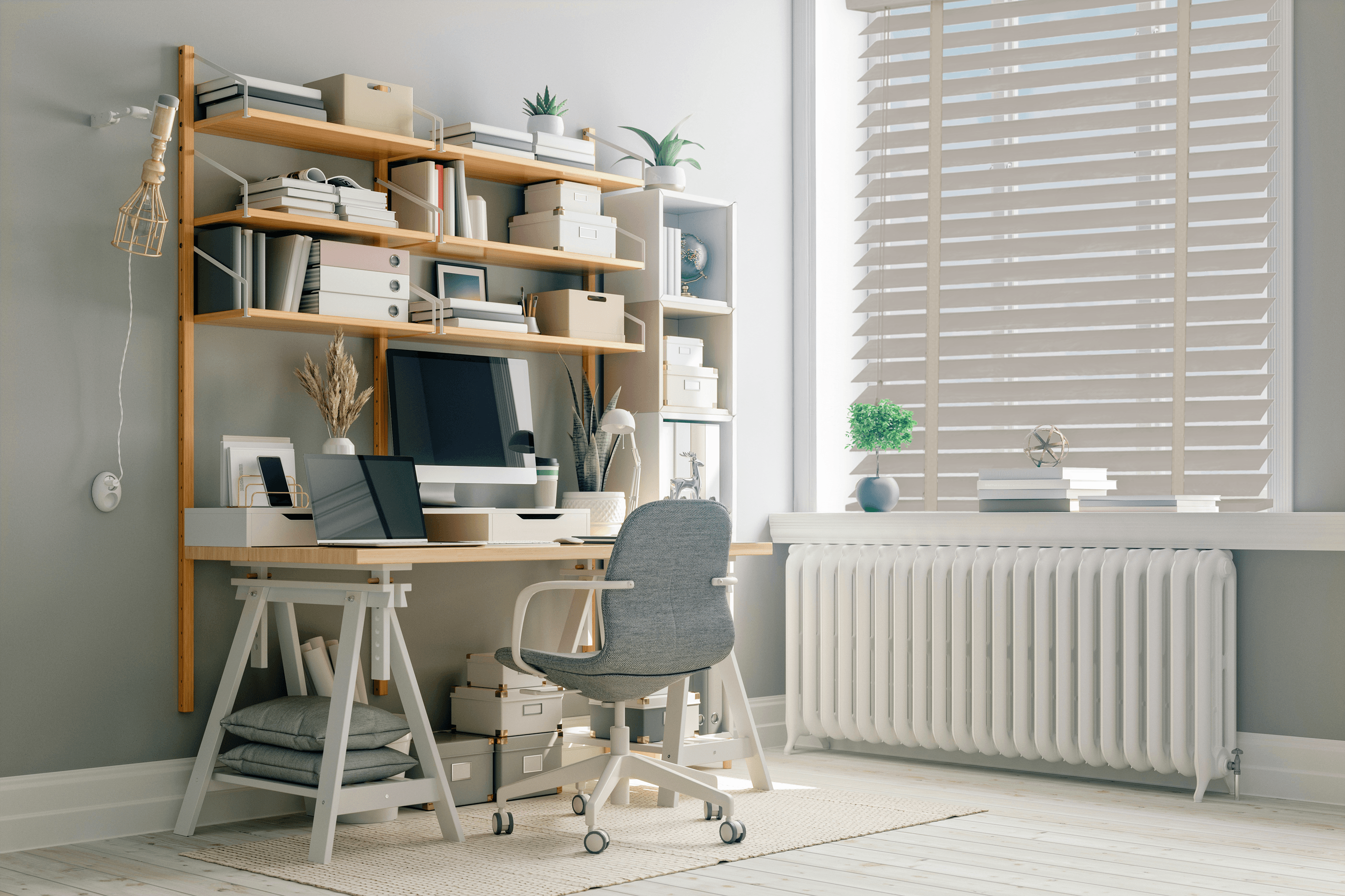 Sand Bamboo Venetian Blinds 50mm + Bleached Sand