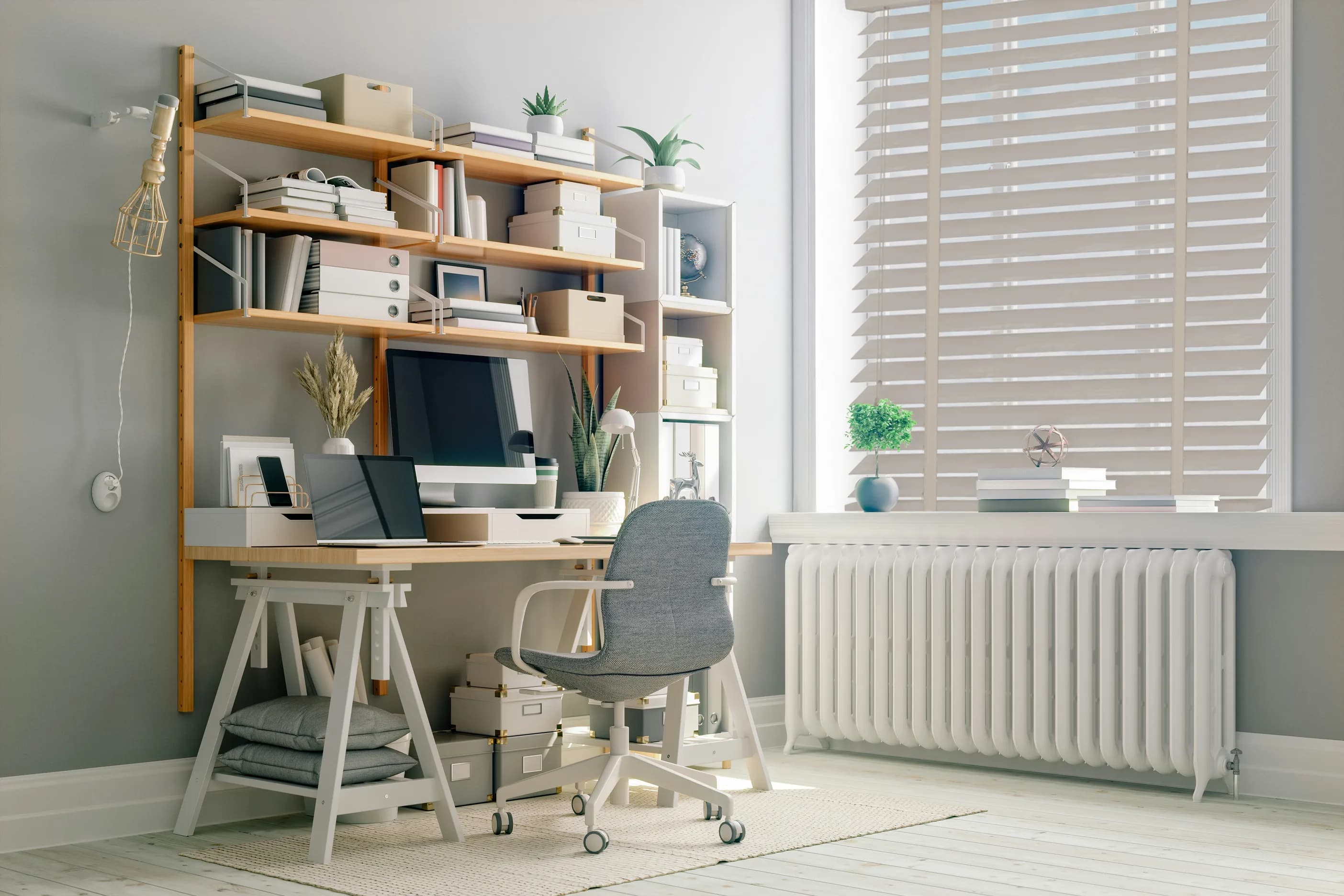 Sand Bamboo Venetian Blinds 50mm + Bleached Sand