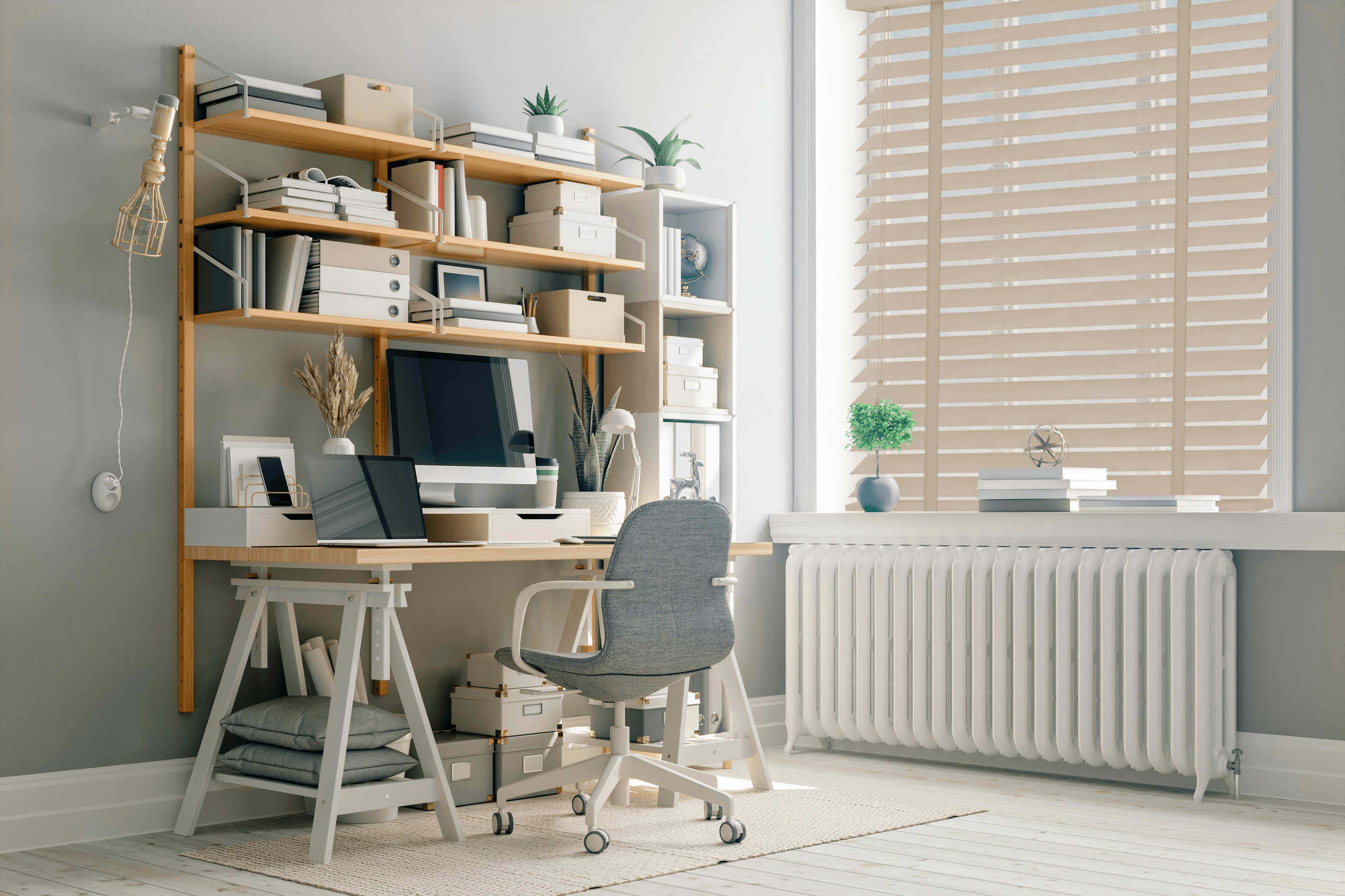 Cream Bamboo Venetian Blinds 50mm + ginger
