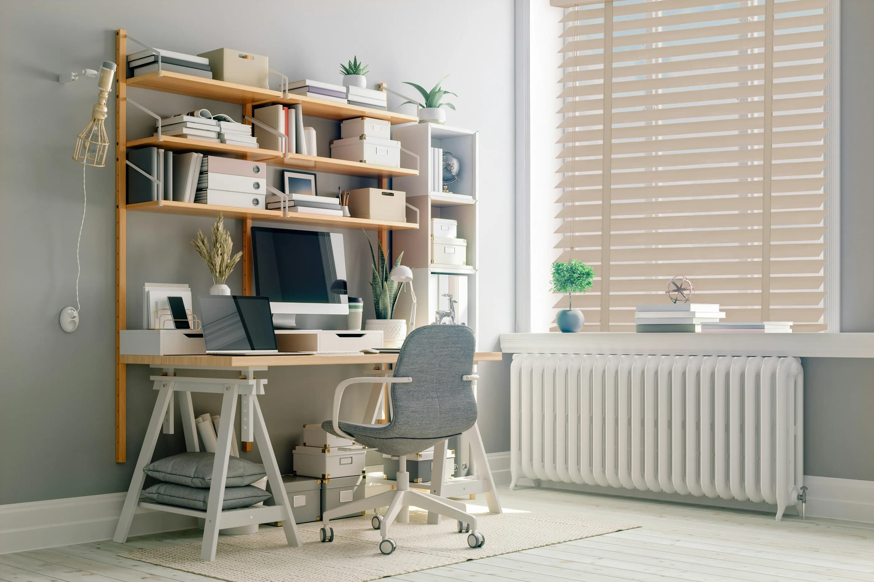 Cream Bamboo Venetian Blinds 50mm + ginger